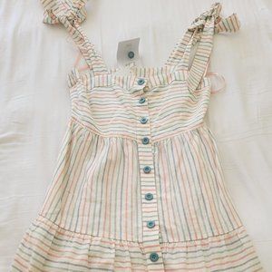 Connie Lined Blend Button Stripe Dress